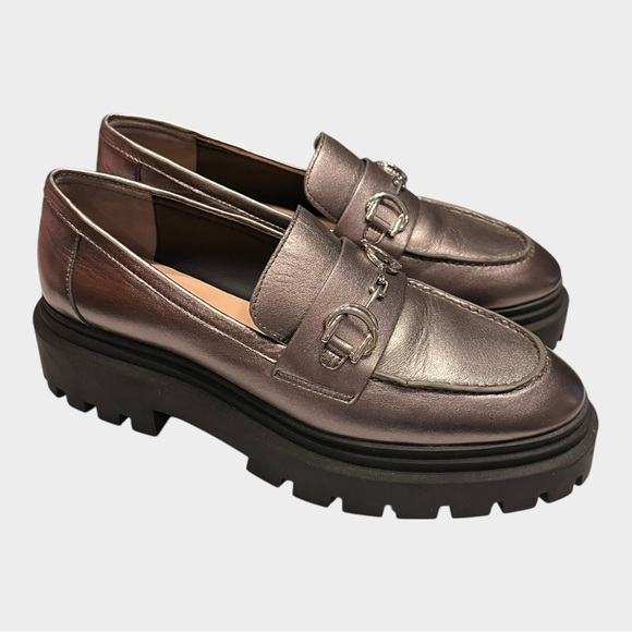 NWOT STUART WEITZMAN Owen gunmetal pewter Loafers with Chunky lug Sole Size 8.5 - Picture 3 of 7